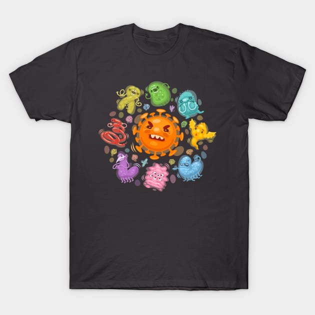 Cartoon Viruses & Bacteria T-Shirt by Voysla